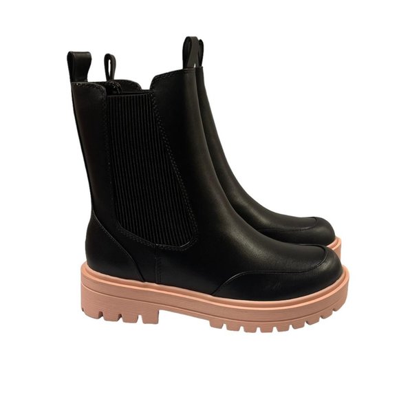 Soda Shoes Grotto Combat Style Black Chelsea Boots - Picture 3 of 4